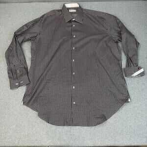 Robert Graham Men's 19 38/39 TALL Casual Shirt Black White Checkered Flip Cuff